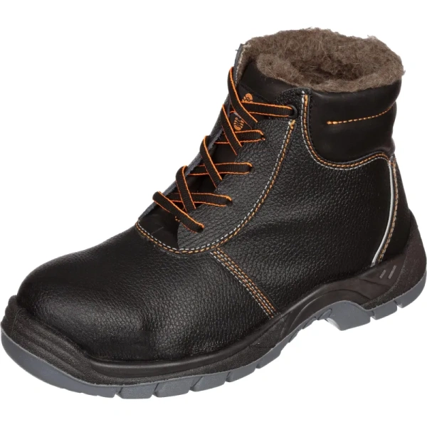 Ботинки утеплённые 9408ВМККС ПУ-нитрил из натуральной кожи с композитным  (поликарбонатным) подноском чёрные (размер 40)