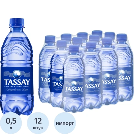 Вода минеральная Tassay столовая газированная ПЭТ 0.5 л