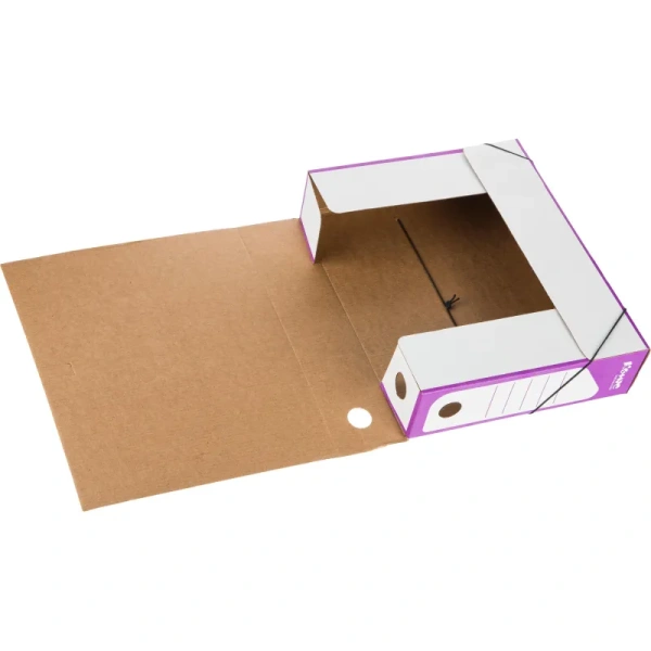 Короб архивный гофрокартон Комус на резинках 262х75x324 мм сиреневый до  770 листов