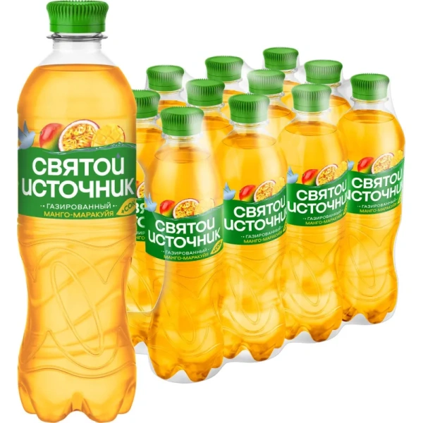 Вода питьевая Святой источник Вода+Сок газированная со вкусом манго и  маракуйи 0.5 л