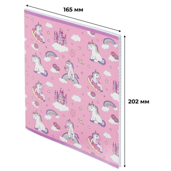 Тетрадь общая Uniland А5 48 листов в клетку на скрепке обложка розовая  ВД-лак