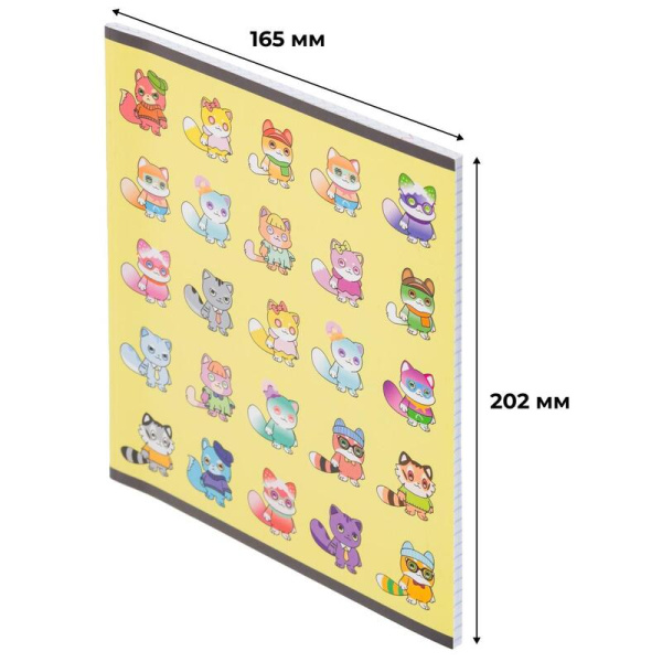 Тетрадь общая NFT Котики А5 48 листов в клетку на скрепке обложка с  рисунком ВД-лак