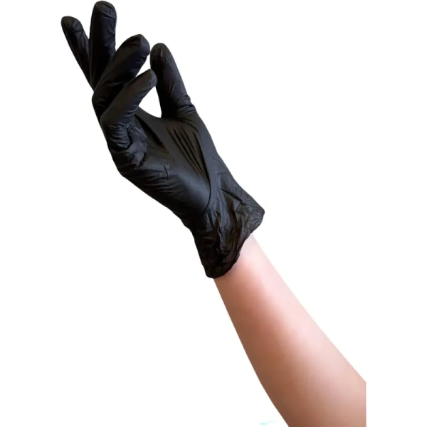 Перчатки медицинские смотровые виниловые MediOk нестерильные  неопудренные размер L (8-9) чёрные (50 пар/100 штук в упаковке)