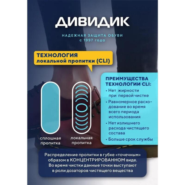 Губка для обуви Дивидик Классик бесцветная для гладкой кожи
