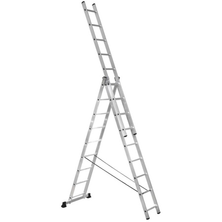 Лестница универсальная Topfort алюминиевая трехсекционная 3x9 ступеней   (1688095)