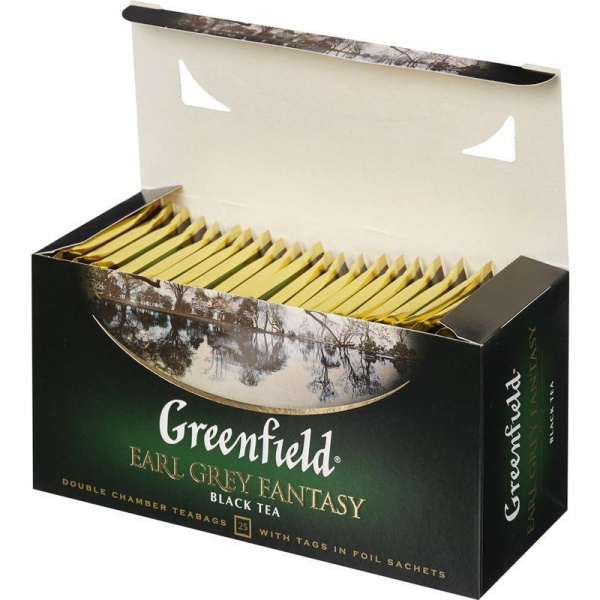 Чай Greenfield Earl Grey Fantasy черный с бергамотом 25 пакетиков