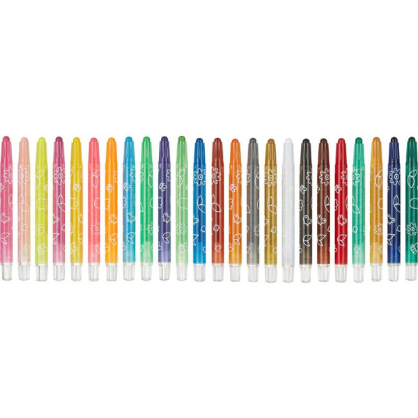 Мелки восковые M&G круглые 24 цвета с выдвижным механизмом