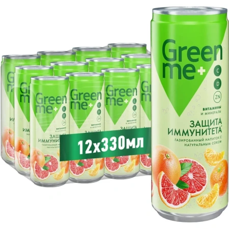 Напиток среднегазированный GreenMe Plus Immunity Protect 0.33 л