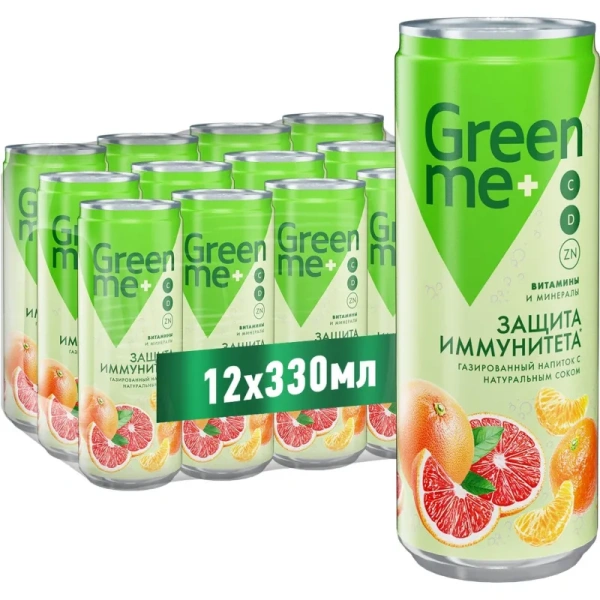 Напиток среднегазированный GreenMe Plus Immunity Protect 0.33 л