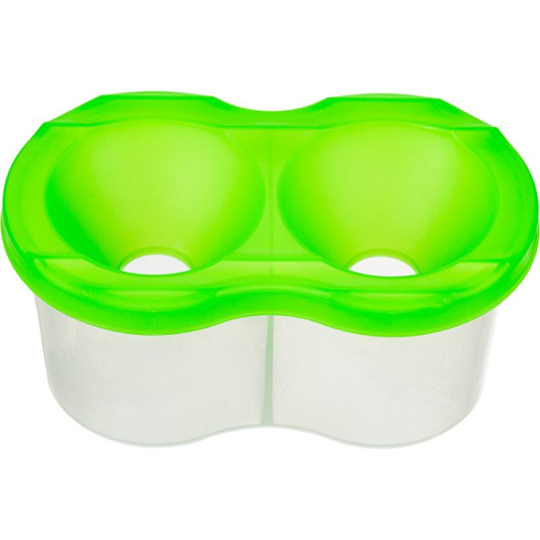 Емкость для воды (стакан-непроливайка) двойной 280 мл крышка зеленая  корпус прозрачный с углублениями для размещения кисточек