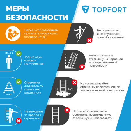 Стремянка стальная 4 ступени TOPFORT