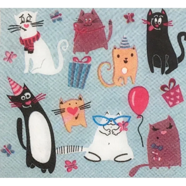 Салфетки бумажные Патибум Кошки 33х33 см (12 штук в упаковке)