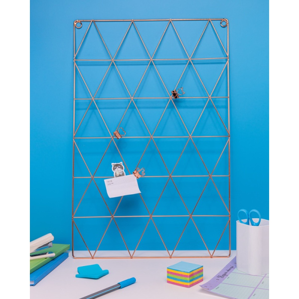 Доска органайзер-решетка (мудборд) Attache 36x55 см розовое золото (с  зажимами в комплекте)