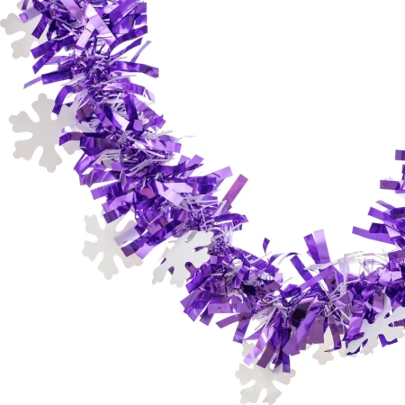 Мишура со снежинками фиолетовая (200x9 см)