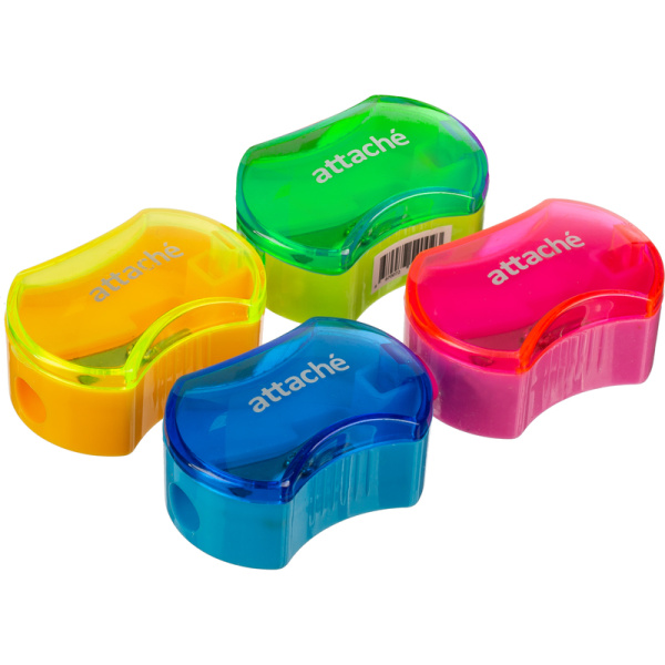 Точилка Attache, 1 отверстие, с контейнером, эргономичн, в ассорт
