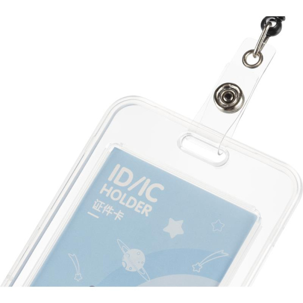 Бейдж Deli вертикальный 54x86 мм с держателем цвет тесьмы синий