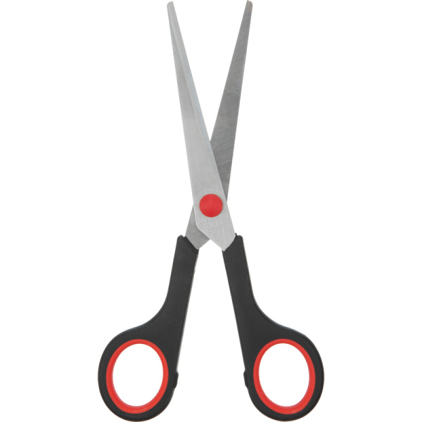 Ножницы Выбор есть 170 мм симметричные пластиковые с резиновыми  вставками ручки черного/красного цвета