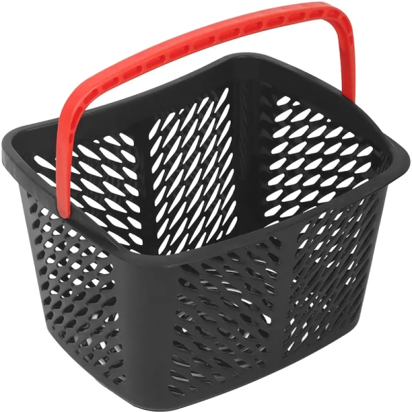 Корзина покупательская Комус Мебель пластик чёрная с красной ручкой