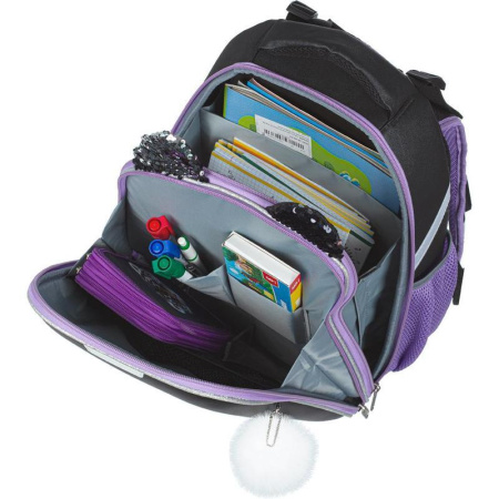 Ранец ортопедический N1 School Kitty Black (экокожа)