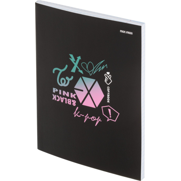 Тетрадь общая A5 48 листов в клетку на скрепках (обложка чёрная, матовая  ламинация)