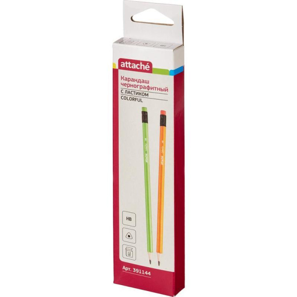 Карандаш Attache Colorful! НВ, с ластиком, заточенный