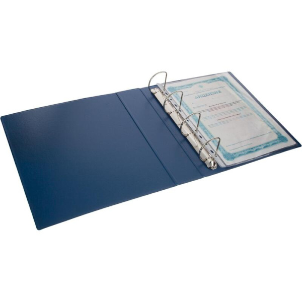 Папка на 4-х кольцах Панорама Attache А4 75 мм синяя до 500 листов