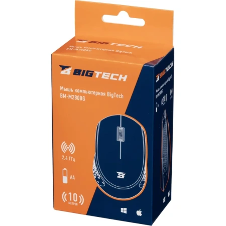 Мышь беспроводная BigTech BM-M280BG чёрная/серая (MO-275W)