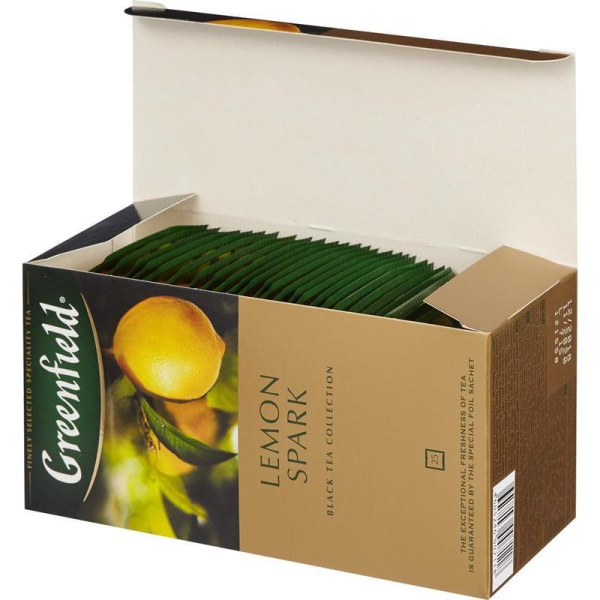 Чай Greenfield Lemon Spark черный с лимоном 25 пакетиков