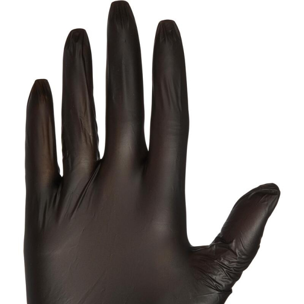 Перчатки одноразовые универсальные виниловые Aviora нестерильные  неопудренные размер S (6.5-7) черные (50 пар/100 штук в упаковке)