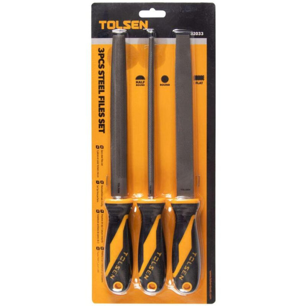 Набор напильников Tolsen GRIPro 200 мм 3 предмета  (TT32033)