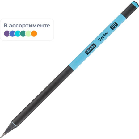 Карандаш чернографитный деревянный HB Attache Vector заточенный  трехгранный