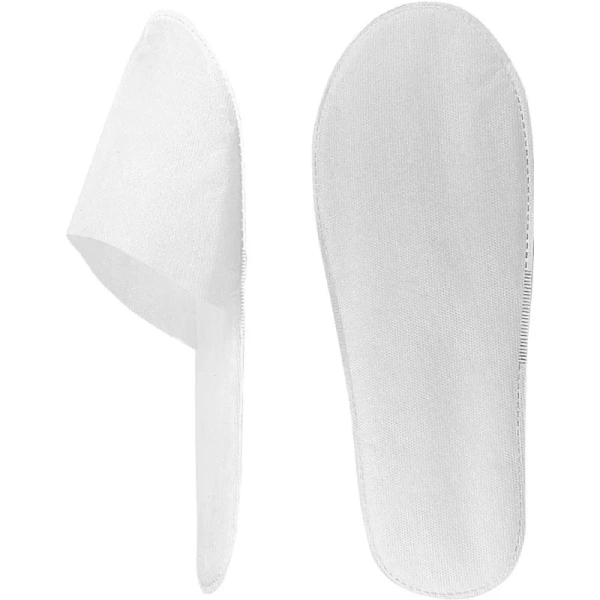 Тапочки одноразовые Спанпро ПЛ-2 спанбонд закрытый мыс подошва 4 мм  белые (100 пар в упаковке)