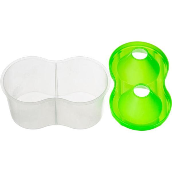 Емкость для воды (стакан-непроливайка) двойной 280 мл крышка зеленая  корпус прозрачный с углублениями для размещения кисточек