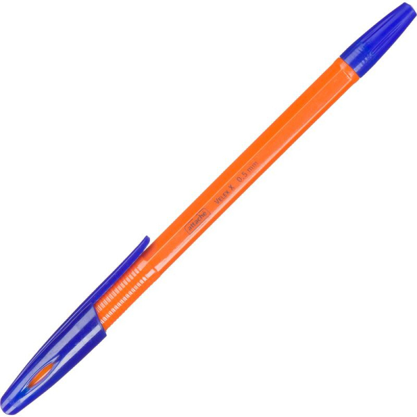 Ручка шариковая неавтоматическая Attache Velex X синяя (толщина линии   0.5 мм, корпус оранжевый)