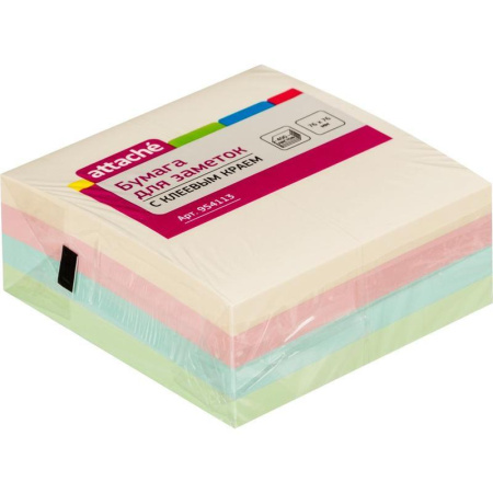 Стикеры Attache 76x76 мм пастельные 4 цвета (1 блок, 400 листов)