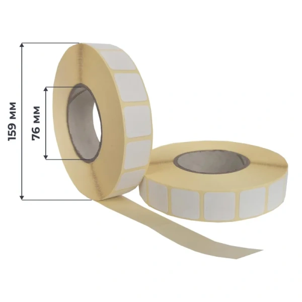 Термотрансферные этикетки 15х15 мм бумажные полуглянцевые (диаметр  втулки 76 мм, 9 рулонов по 6000 этикеток)