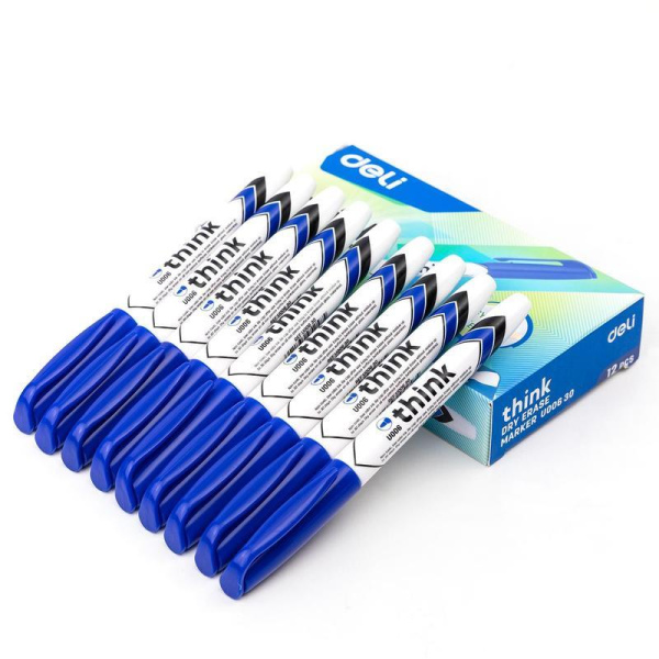 Маркер для белых досок Deli Think синий (толщина линии 1.5-3 мм) круглый  наконечник