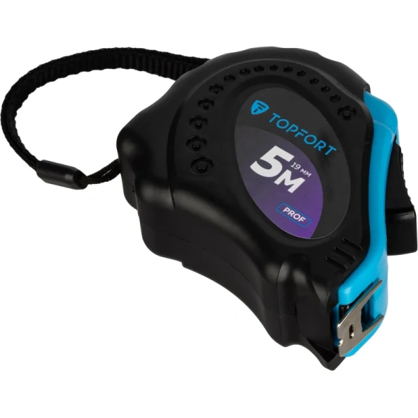 Рулетка строительная TOPFORT Prof 5 м х 19 мм с автостопом в  прорезиненном корпусе (1990402)