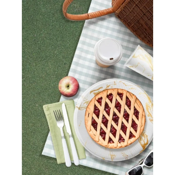 Набор тарелок одноразовых Империя Поздравлений Белый мрамор 23 см (6  штук в упаковке)