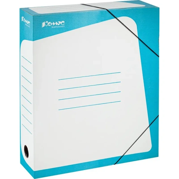 Короб архивный гофрокартон Комус на резинках 262х75x324 мм бирюзовый до  770 листов