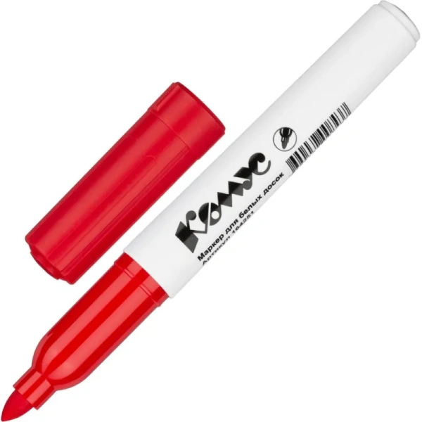 Маркер для белых досок Комус BY2304 красный (толщина линии 2-5 мм)  круглый наконечник