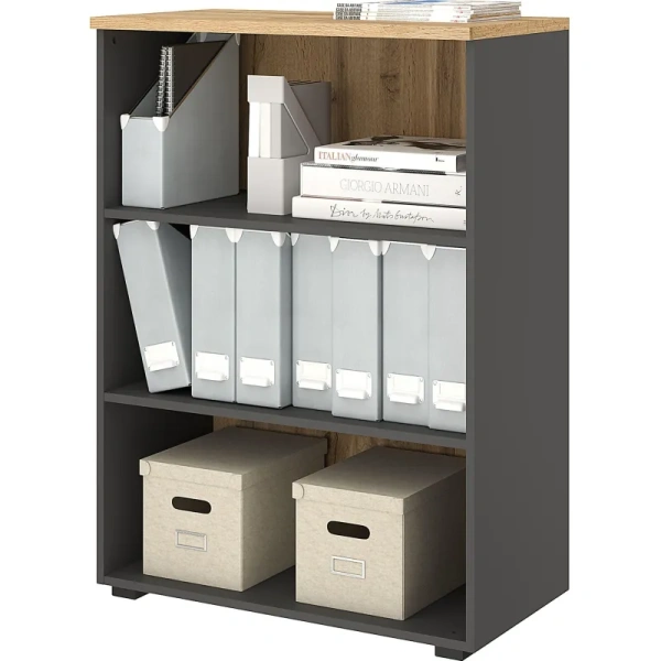 Стеллаж для документов Комус Мебель К-Loft 241H011 дуб  натуральный/графит  786х420х1080 мм