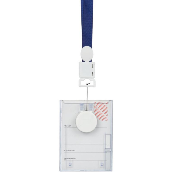 Бейджик вертикальный с держателем-рулеткой ProMega Office для карточек 74х105 мм