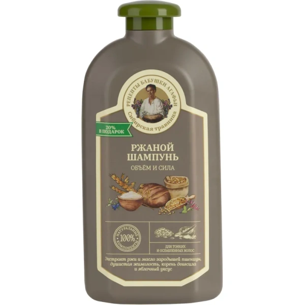 Шампунь Рецепты бабушки Агафьи Сибирская Травница Ржаной для  жирных/тонких и повреждённых волос 500 мл