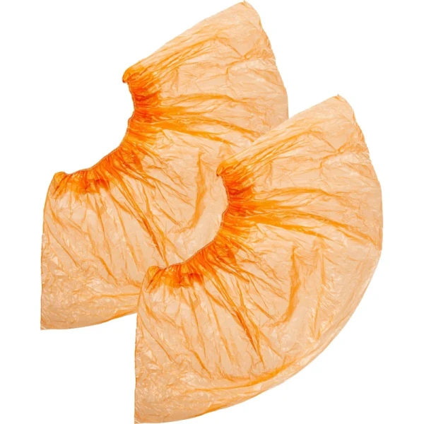 Бахилы одноразовые EleGreen полиэтиленовые 16 мкм оранжевые (50 пар в  упаковке)