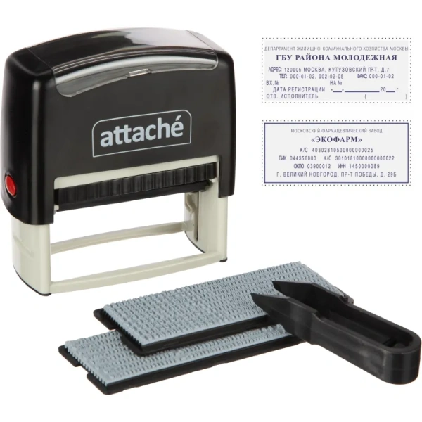 Штамп самонаборный Attache пластиковый 6 строк 70х32 мм
