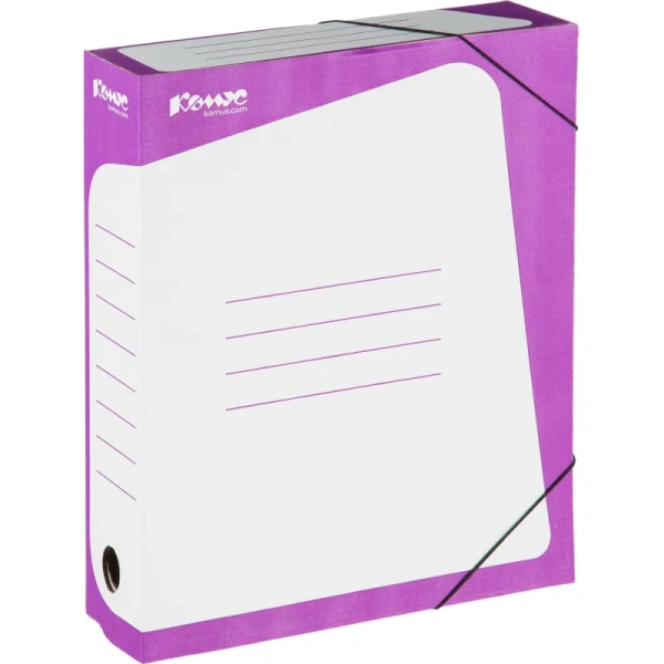 Короб архивный гофрокартон Комус на резинках 262х75x324 мм сиреневый до  770 листов